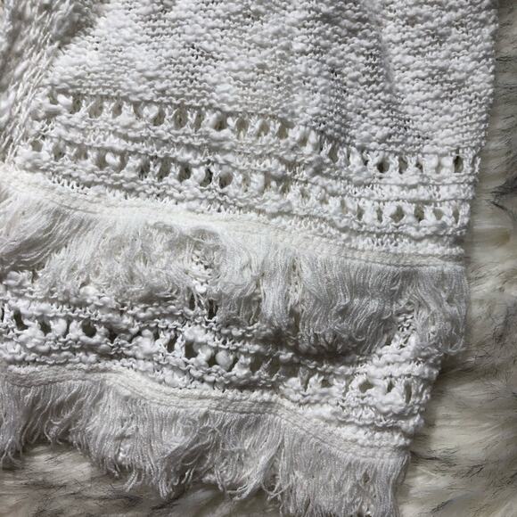 Fate white bohemian fringe knit cardigan sweater - Picture 4 of 9